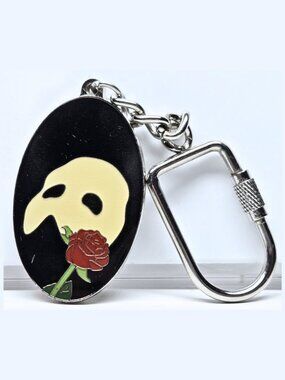 Vintage 1986 The Phantom Of The Opera Mask Rose Keyring Keychain